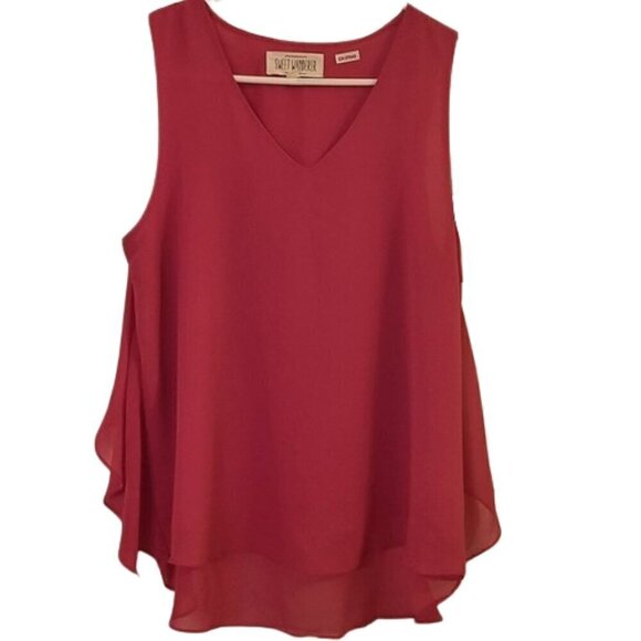 Sweet Wanderer Womens sleeveless flowy chiffon fuschia pink Top Size M - Picture 2 of 6